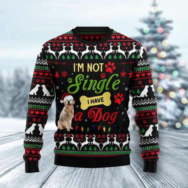 I'm not single I have a Golden Retriever Ugly Christmas Sweater Jezsport.com