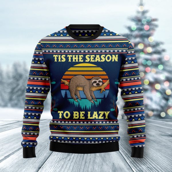 Sloth Tis the season Ugly Christmas Sweater Jezsport.com