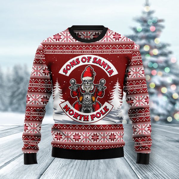 Red Sons of Santa Ugly Christmas Sweater Jezsport.com