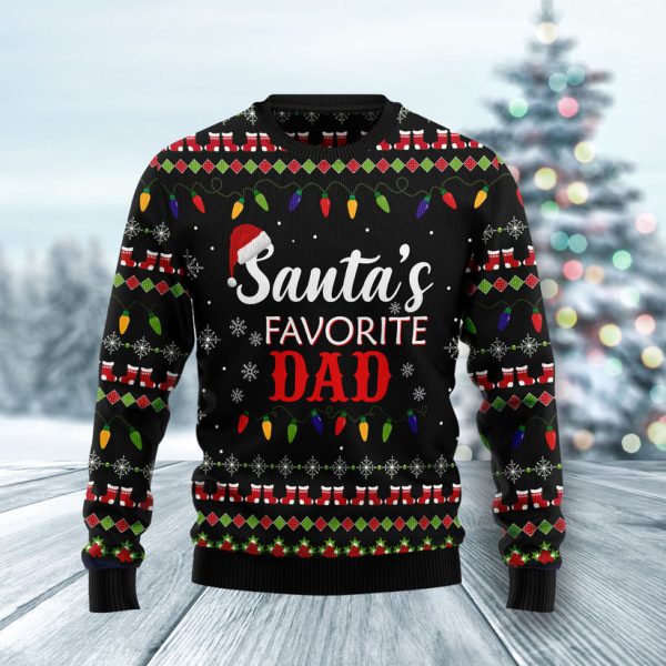 Santa's Favorite Dad Ugly Christmas Sweater Jezsport.com