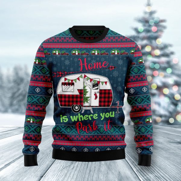 Caravan Home is where you park it Ugly Christmas Sweater, Christmas Gift Jezsport.com