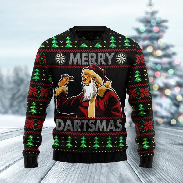 Santa Claus Merry Dartsmas Ugly Christmas Sweater, Christmas Gift Jezsport.com