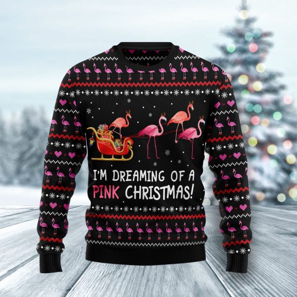 Flamingo I'm dreaming of a Pink Christmas Ugly Christmas Sweater, Christmas Gift Jezsport.com