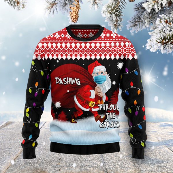 Dashing Through The Corona Ugly Christmas Sweater Jezsport.com