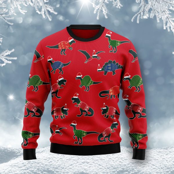 Amazing Dinosaur Christmas Ugly Christmas Sweater Jezsport.com