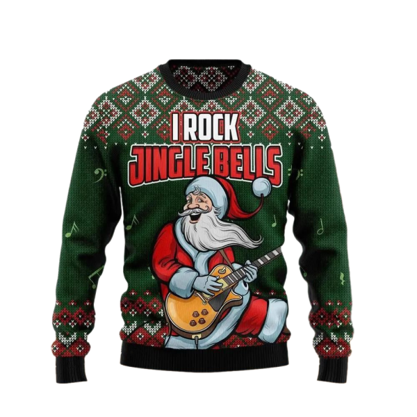 I Rock Jingle Bells Ugly Christmas Sweater For Men & Women Christmas Gift Sweater Jezsport.com