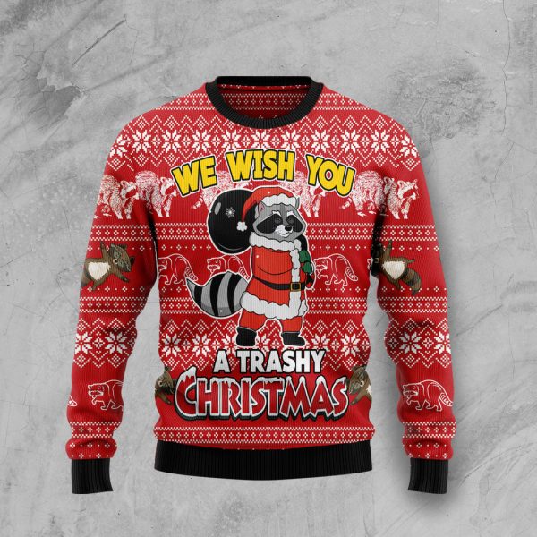 Raccoon We Wish You A Trashy Christmas Ugly Christmas Sweater , Christmas Gift Jezsport.com