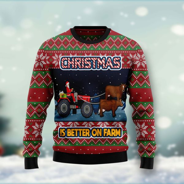 Christmas Is Better On Farm Ugly Christmas Sweater Jezsport.com