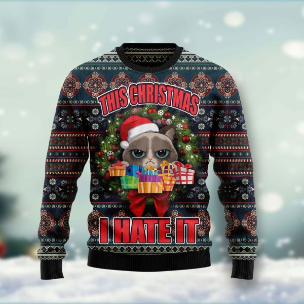 Grumpy Cat This Christmas I Hate It Ugly Christmas Sweater Jezsport.com