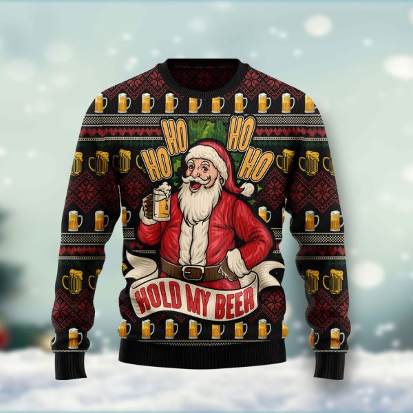 Ho Ho Hold My Beer Ugly Christmas Sweater Jezsport.com