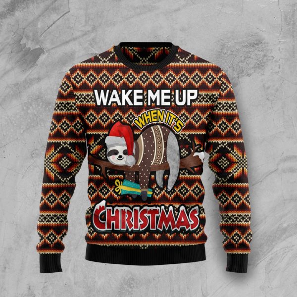 Sloth Wake Me Up When It's Christmas Ugly Christmas Sweater, Christmas Gift Jezsport.com