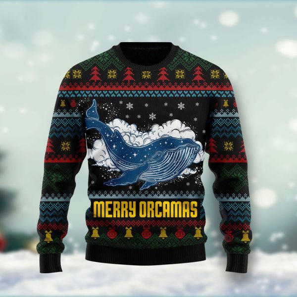 Merry Christmas Orcas Killer Whale Ugly Christmas Sweater Jezsport.com