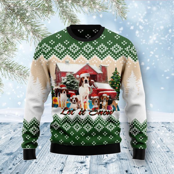 American Foxhound Let It Snow Ugly Christmas Sweater Jezsport.com