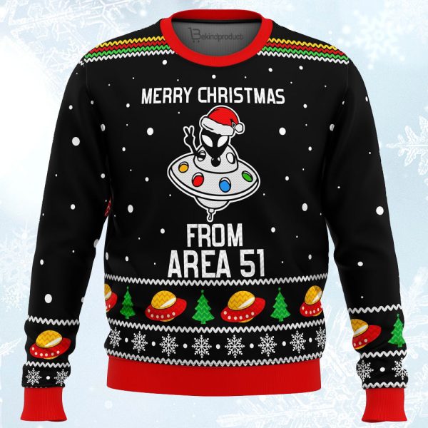 Merry Christmas From Area 51 Ugly Christmas Sweater For Men & Women Christmas Gift Sweater Jezsport.com