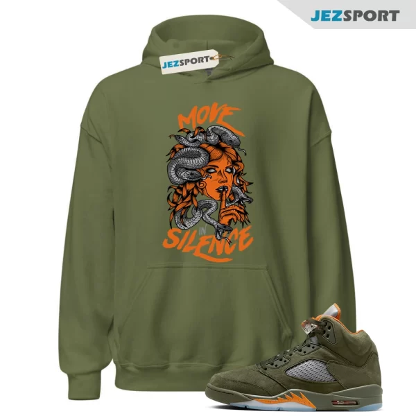 5 Olive Army Solar Orange Black Retro Hoodie Match MIS, DD0587-308 Matching Sneaker Hoodie