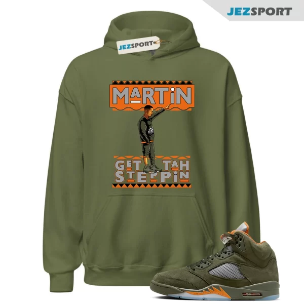 5 Olive Army Solar Orange Black Retro Hoodie Match MM, Martin Get Tah Steppin Hoodie, DD0587-308 Matching Sneaker Hoodie