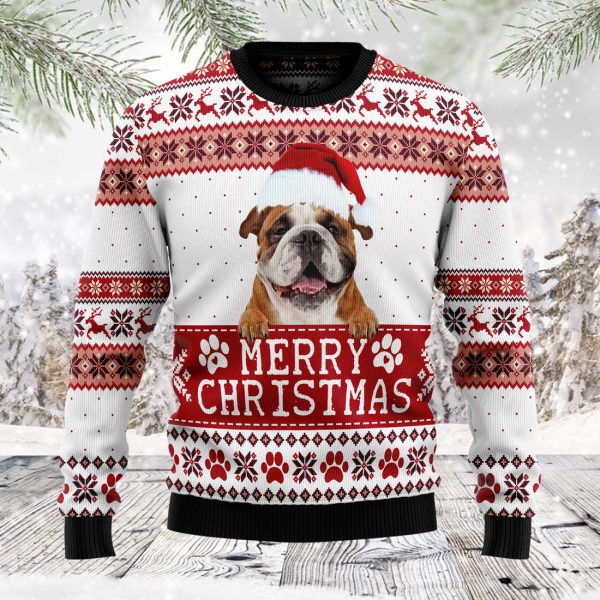 Merry Christmas Bulldog - Ugly Christmas Sweater Jezsport.com