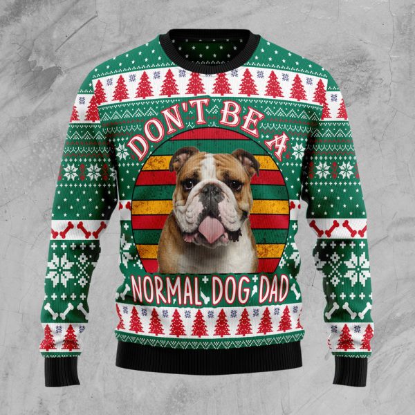 Bulldog Dog Dad Ugly Christmas Sweater Jezsport.com