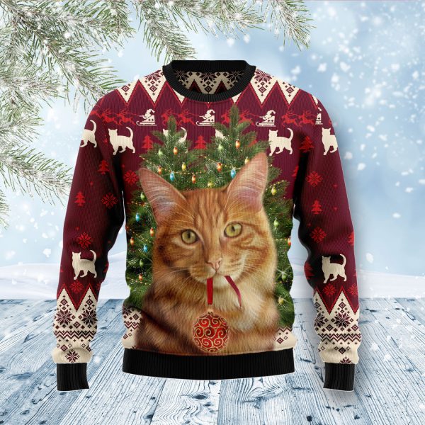 Cat Decor Pine Ugly Christmas Sweater Jezsport.com