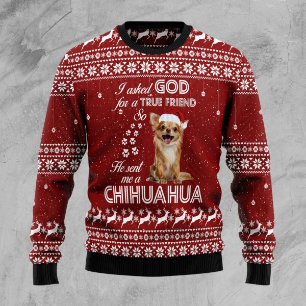 Chihuahua True Friend Ugly Christmas Sweater Jezsport.com