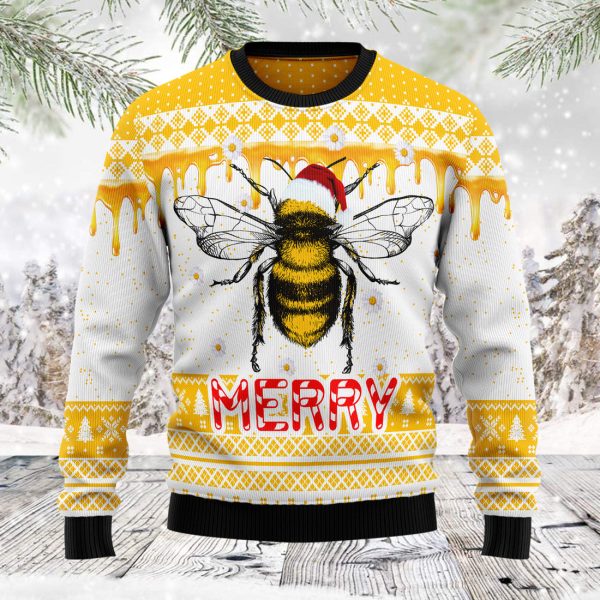 Bee Merry Ugly Christmas Sweater Jezsport.com