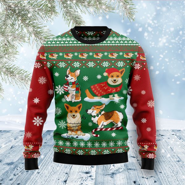 Corgi Snow Day D1011 Ugly Christmas Sweater Jezsport.com