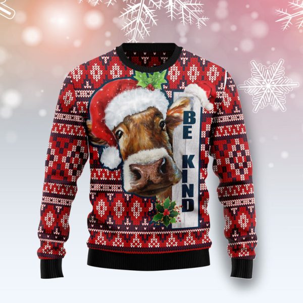 Cow Be Kind Ugly Christmas Sweater Jezsport.com