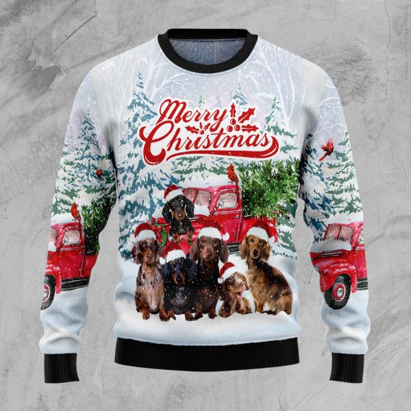 Dachshund Merry Christmas Ugly Christmas Sweater Jezsport.com