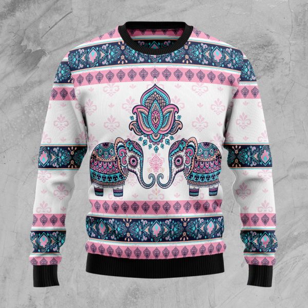 Elephant Mandala Ugly Christmas Sweater Jezsport.com