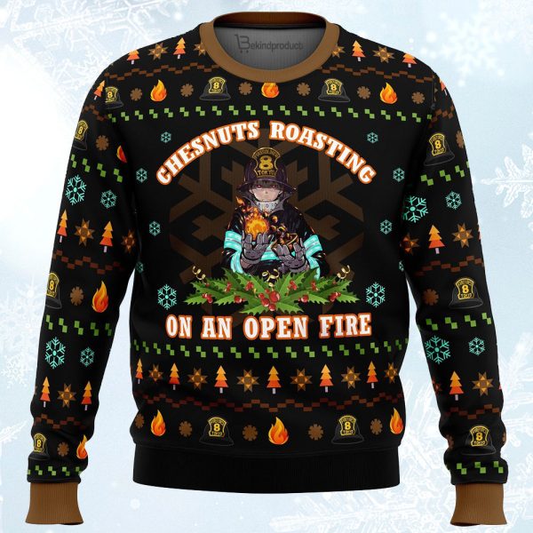 Fire Force Chesnuts Roasting Ugly Christmas Sweater For Men & Women Christmas Gift Sweater Jezsport.com