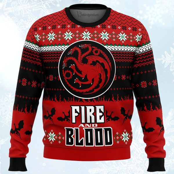 Game of Thrones Fire and Blood Ugly Christmas Sweater For Men & Women Christmas Gift Sweater Jezsport.com