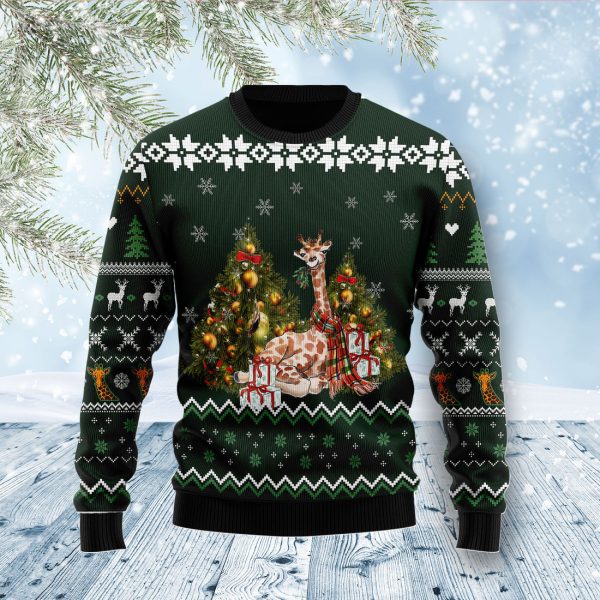 Giraffe Holiday Ugly Christmas Sweater Jezsport.com