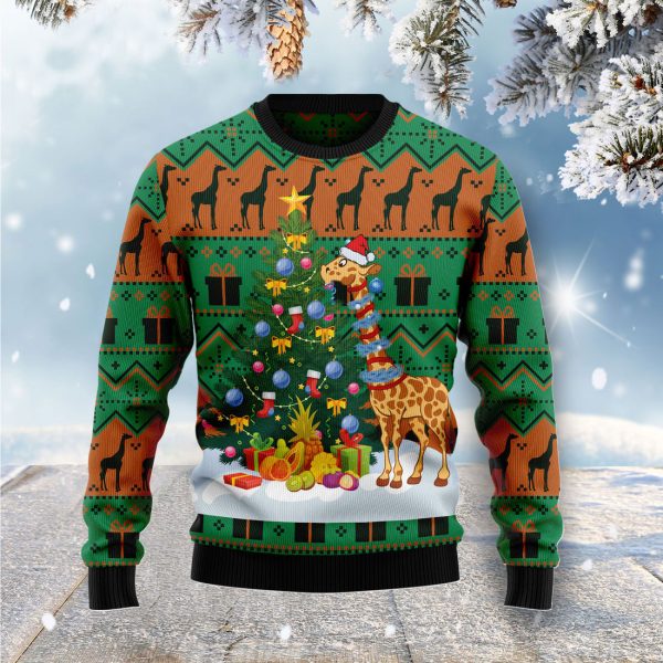 Christmas Tree Giraffe - Ugly Christmas Sweater Jezsport.com