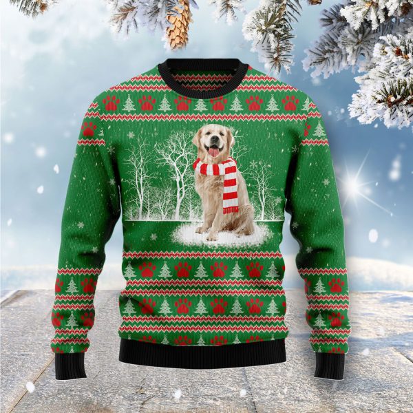 Golden Retriever Winter Ugly Christmas Sweater Jezsport.com