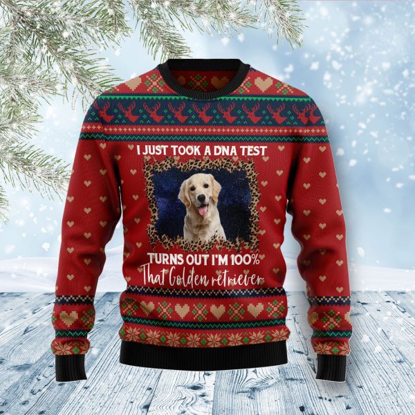 Golden Retriever DNA Ugly Christmas Sweater Jezsport.com