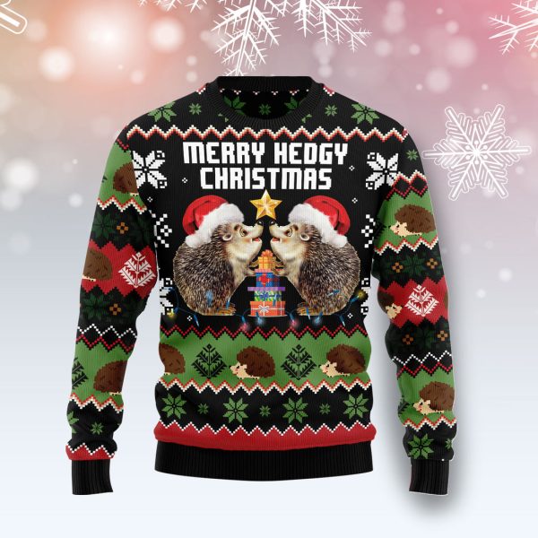 Merry Hedgy Christmas Ugly Christmas Sweater Jezsport.com