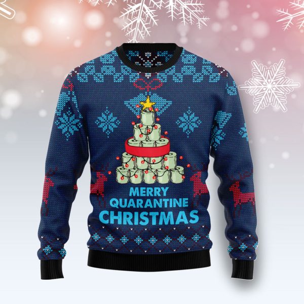 Merry quarantine christmas Ugly Christmas Sweater Jezsport.com