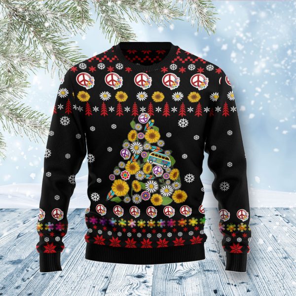 Hippie Tree Xmas Ugly Christmas Sweater Jezsport.com