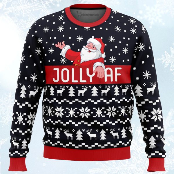 Jolly Af Santa Claus Ugly Christmas Sweater For Men & Women Christmas Gift Sweater Jezsport.com