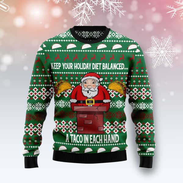 Keep Your Holiday Diet Balanced With Tacos Ugly Christmas Sweater , Christmas Gift Jezsport.com