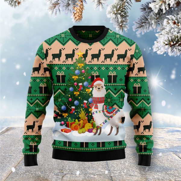 Christmas Tree Llama - Ugly Christmas Sweater Jezsport.com