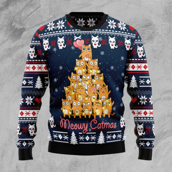 Meowy Catmas Ugly Christmas Sweater Jezsport.com