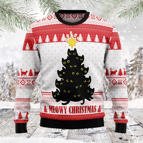 Meowy Christmas Ugly Christmas Sweater Jezsport.com