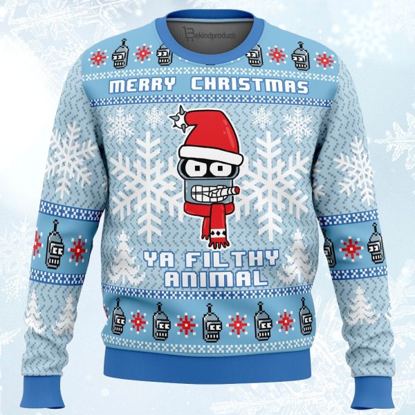 Merry Christmas Ya Filthy Animal Futurama Ugly Christmas Sweater For Men & Women Christmas Gift Sweater Jezsport.com