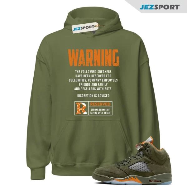 Jordan 5 Olive Army Solar Orange Hoodie Match Reserved Jordan 5 Olive Hoodie, DD0587-308 Matching Sneaker Hoodie