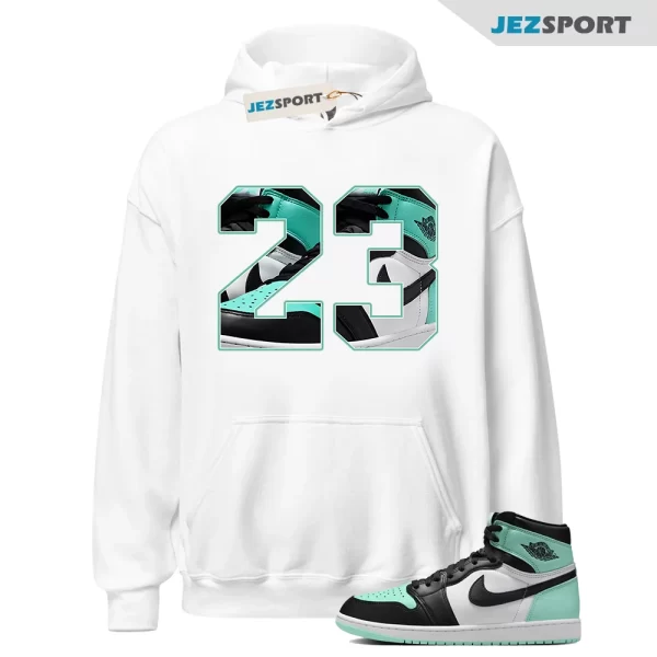 Air Jordan 1 High OG Green Glow Hoodie, Number 23 CM1 Hoodie To Match Sneaker, DZ5485-130 Matching Sneaker Hoodie