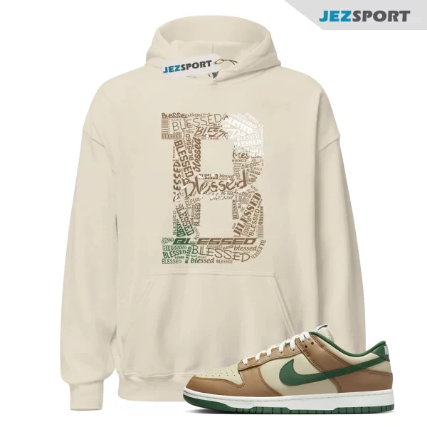 BLESSED Hoodie for Dunk Low Tan Green Rattan Gorge Sail Dark Driftwood To Match 1, FB7160-231 Matching Sneaker Hoodie