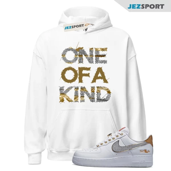 1OAK Hoodie for Air Force 1 Low NOLA Silver Glitter Metallic Gold University Red, Matching Sneaker Hoodie, DZ5425-100