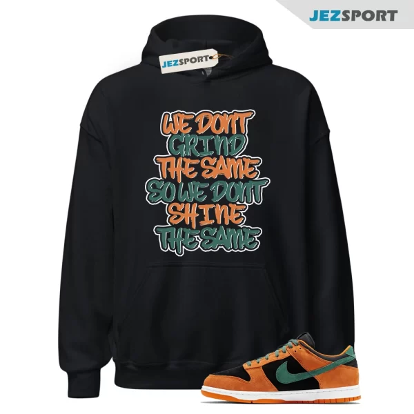 Black GRIND Hoodie for N Dunk Low Ceramic Nori Orange Clay Green, DA1469-001 Matching Sneaker Hoodie