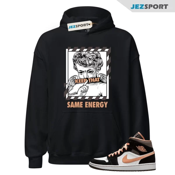 Black ENERGY Hoodie for Air Jordan 1 Peach Mocha Apricot Agate Brown, DH0210-100 Matching Sneaker Hoodie